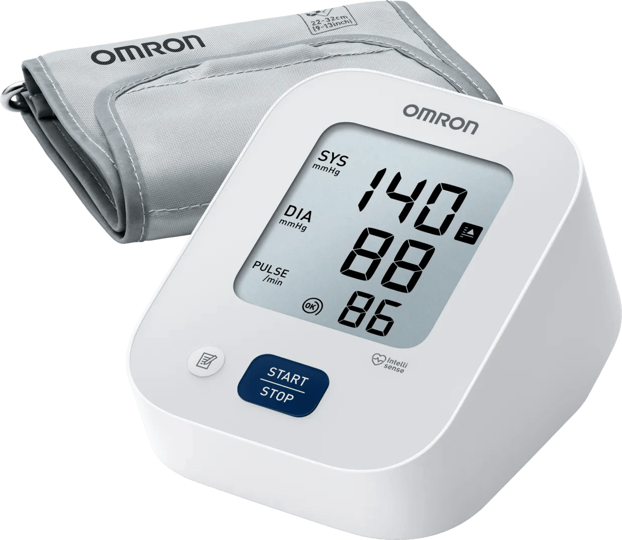 OMRON X2 Essential-Klinisch gevalideerde bloeddrukmeter bovenarm - Indicator voor hoge bloeddruk en onregelmatige hartslag -Medium manchet 22-32cm