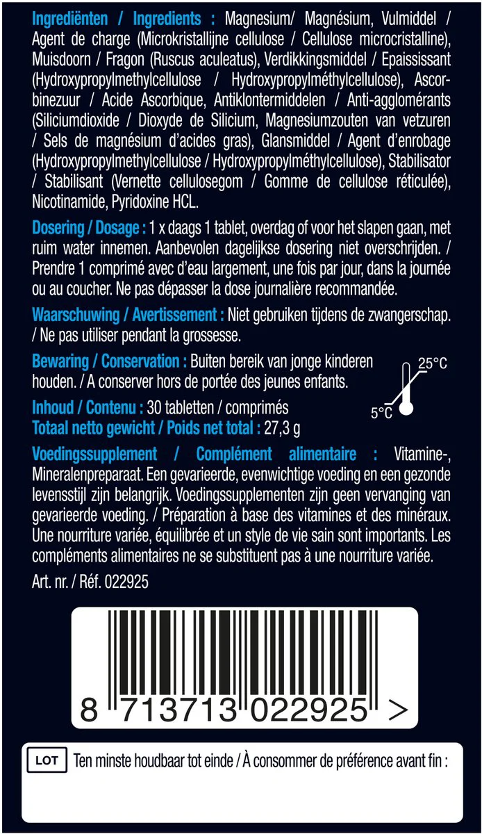 Lucovitaal Magnesium Vermoeide Zware Benen 30 tabletten