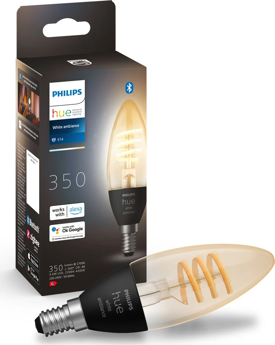 Philips Hue Filamentlamp White Ambiance kaarslamp E14 Losse lamp