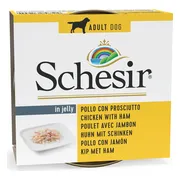 Schesir Hondenvoer Nat Blik Jelly Kipfilet en Ham 150 gr