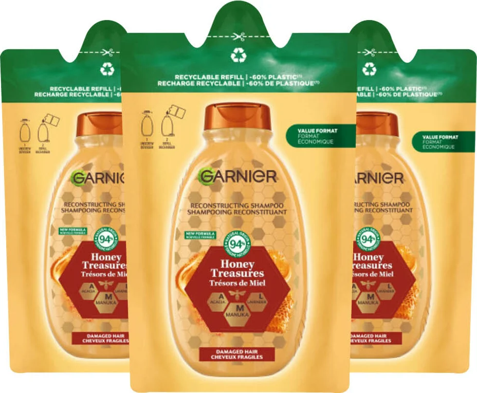 3x Garnier Loving Blends Honing Goud Shampoo Refill 250 ml
