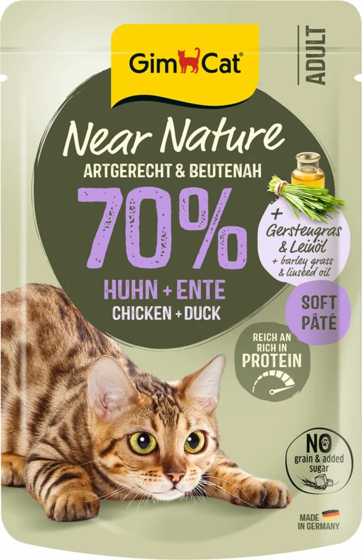 16x GimCat Kattenvoer Near Nature Kip & Eend 85 gr