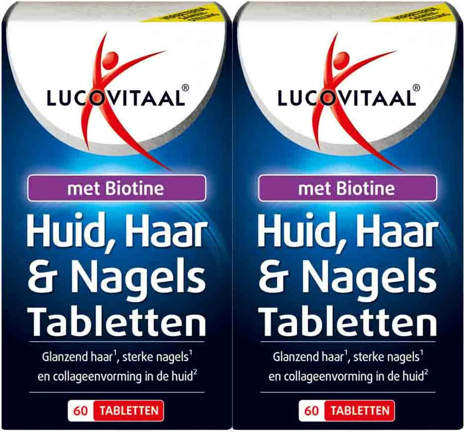 2x Lucovitaal Huid Haar Nagels met Biotine 60 tabletten