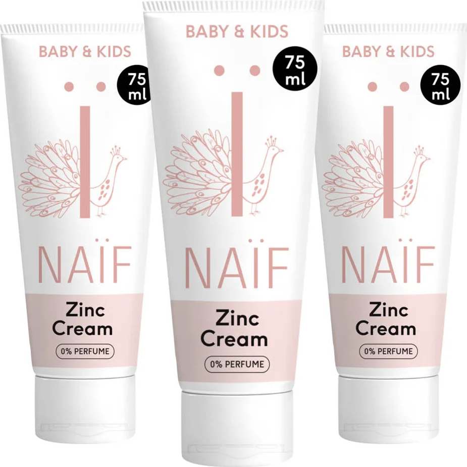 3x Naif Baby & Kids Parfumvrije Zinkcrème 75 ml