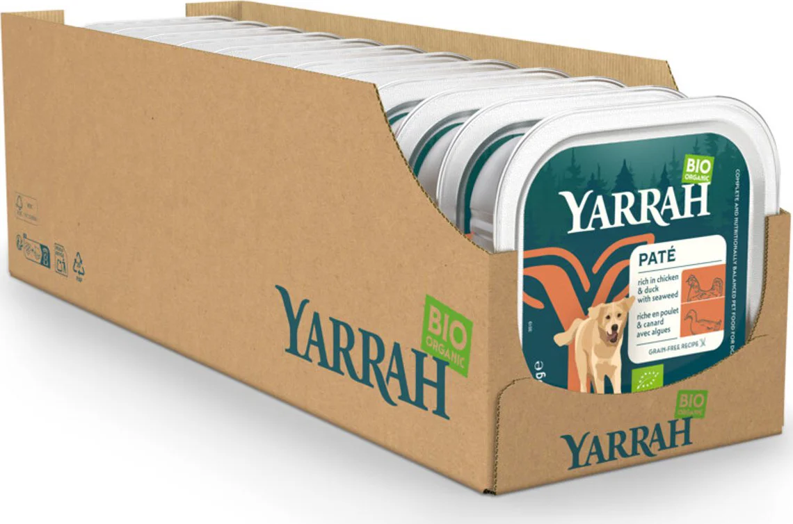 12x Yarrah Bio Alu Paté Grainfree Hondenvoer Nat Kip & Eend 150 gr