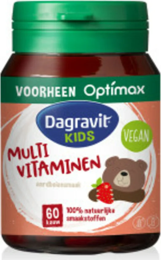 3x Dagravit Natural Kids Multivitaminen Framboos 60 kauwtabletten