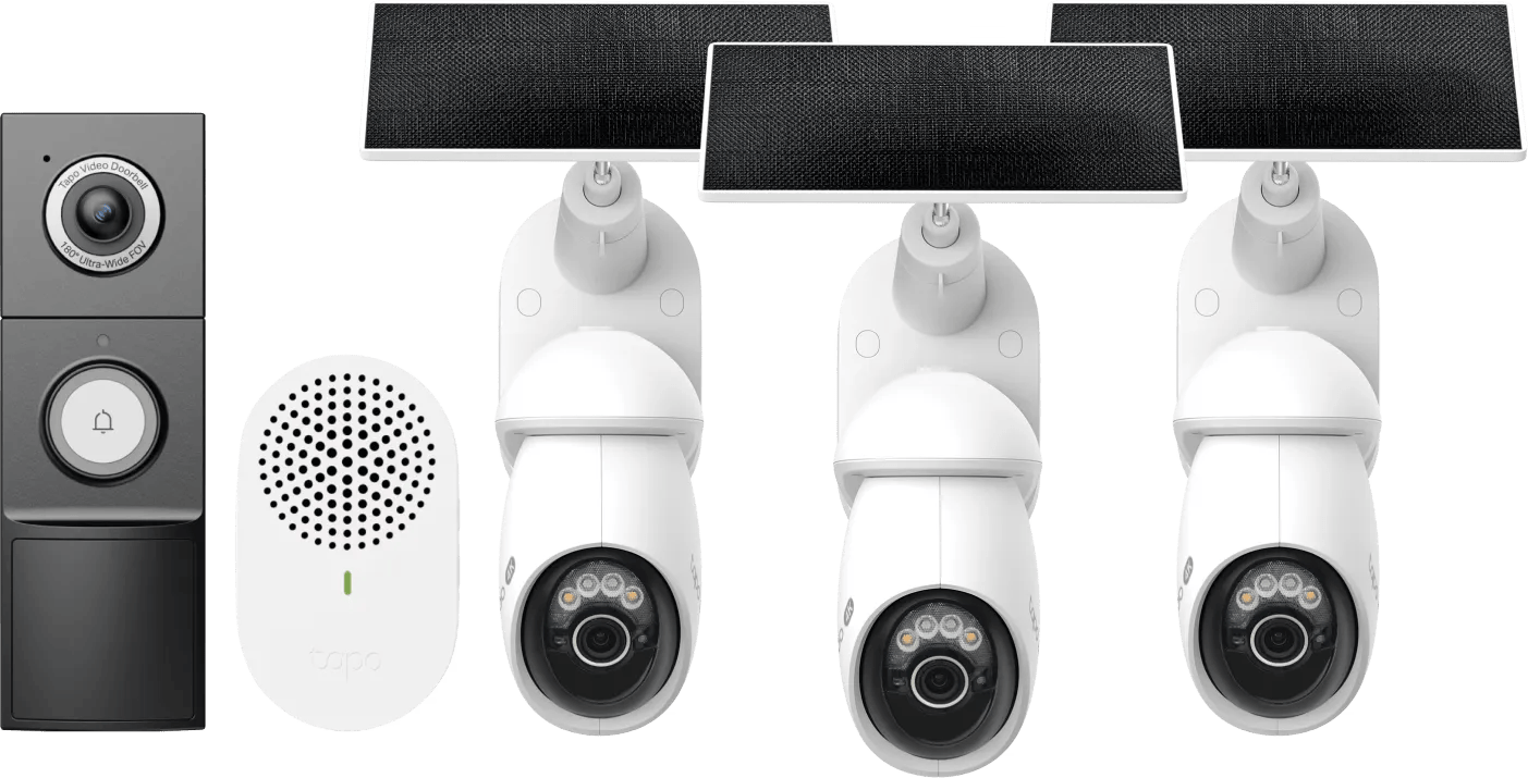TP-Link Tapo C660 Solar Kit 3-Pack + D235 Smart Battery & Wired Doorbell