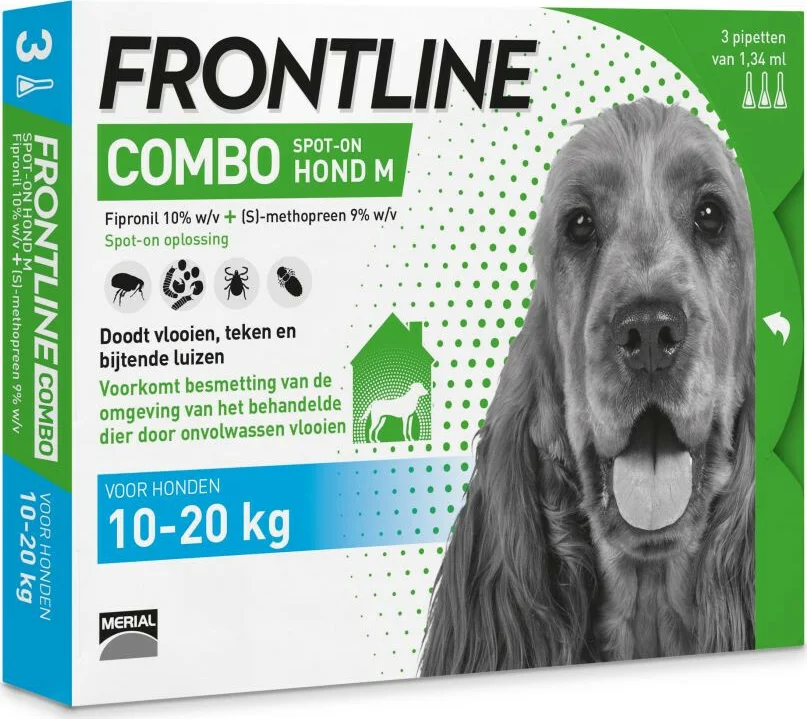 Frontline Combo Spot On Anti Vlooien en Teken Druppels Hond M 3 pipetten