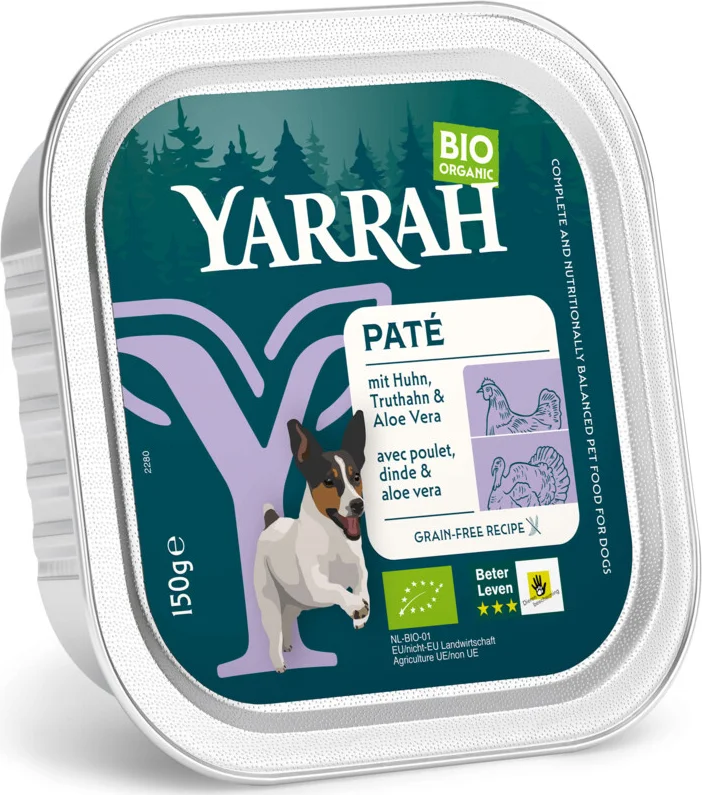 Yarrah Bio Hondenvoer Paté Kip & Kalkoen 150 gr