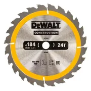 DeWALT Cirkelzaagblad voor Hout | Construction | Ø 184mm Asgat 16mm 24T - DT1939-QZ