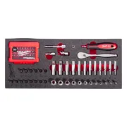 Milwaukee TOOLGUARD™ Foam inlay FOUR FLAT 1/4" doppen- en bitset 76-delig - 4932499293