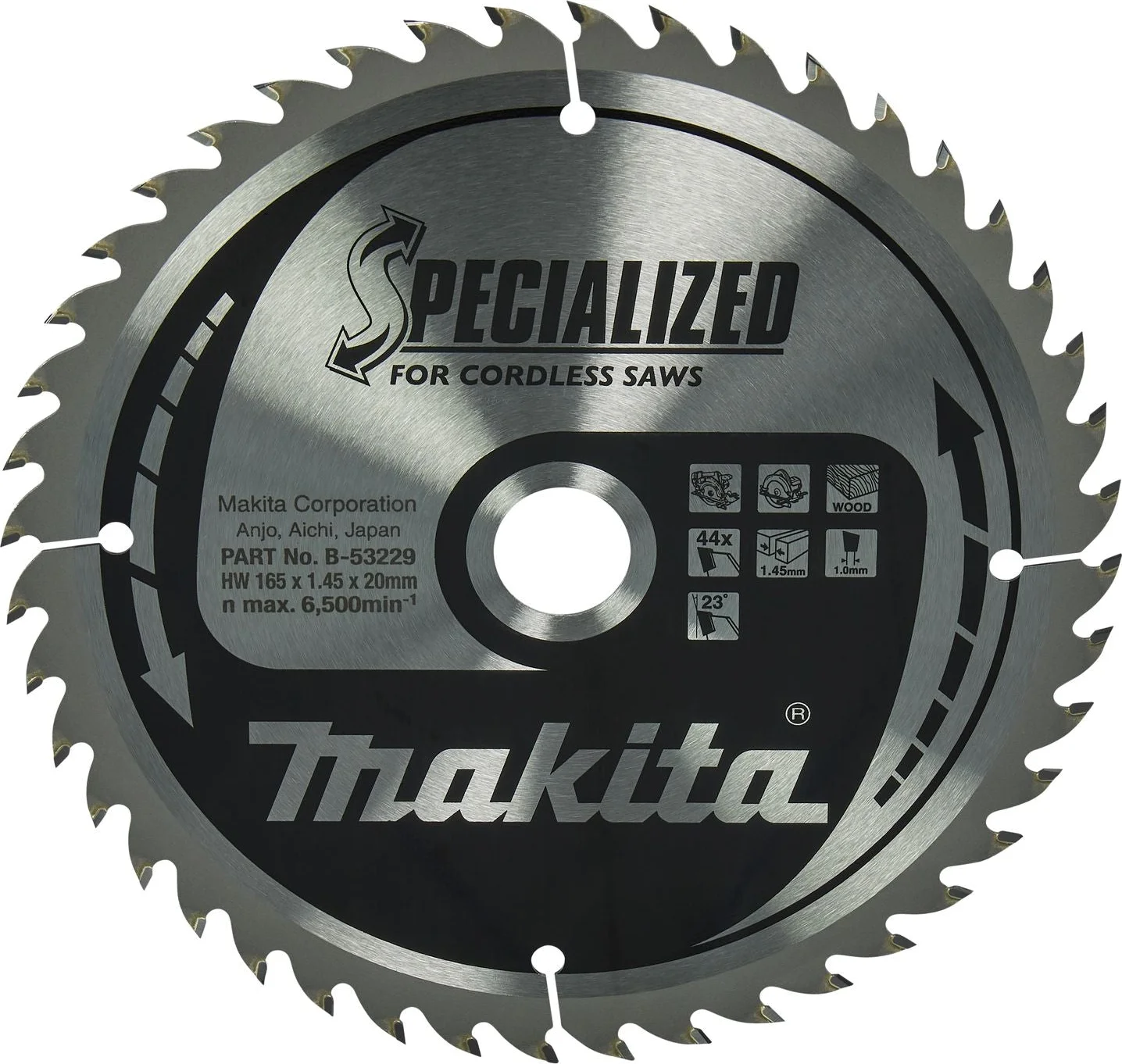 Makita Cirkelzaagblad voor Hout | Specialized | Ø 165mm Asgat 20mm 44T - B-53229