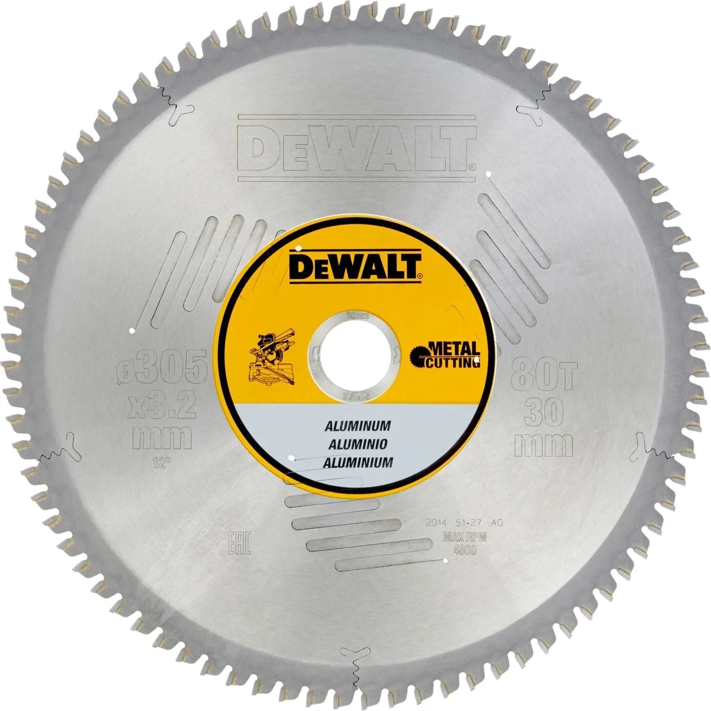 DeWALT Cirkelzaagblad voor Aluminium | Ø 305mm Asgat 30mm 80T - DT1916-QZ