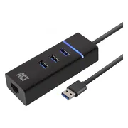 ACT USB Hub 3.2 met 3 USB-A poorten en ethernet