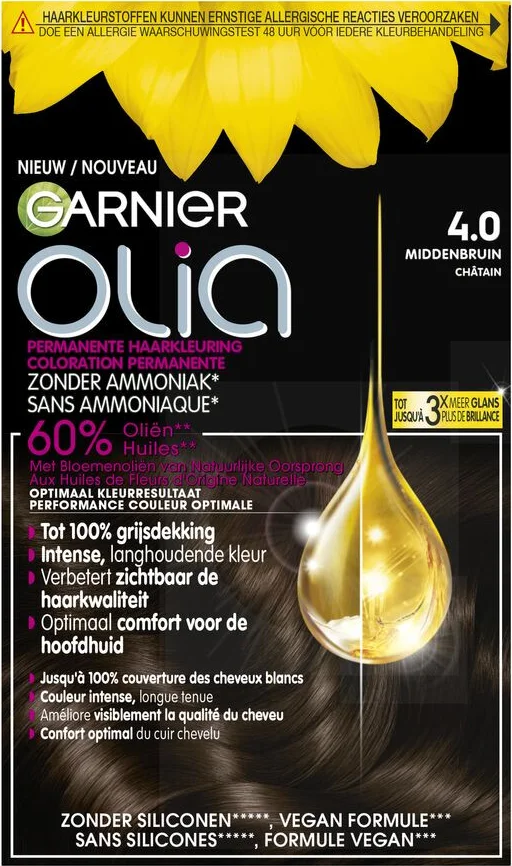 3x Garnier Olia Permanente Crèmekleuring 4.0 Bruin