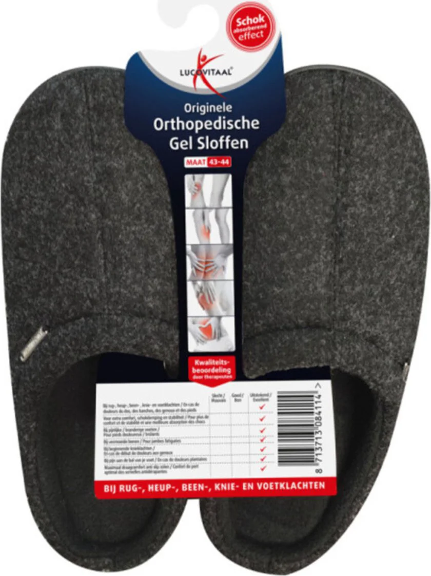 Lucovitaal Orthopedische Gel Sloffen Zwart 43-44 1 paar