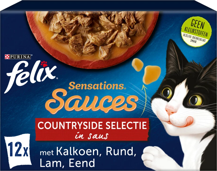 Felix Kattenvoer Nat Sensations in Saus Countryside Selectie 12 x 85 gr
