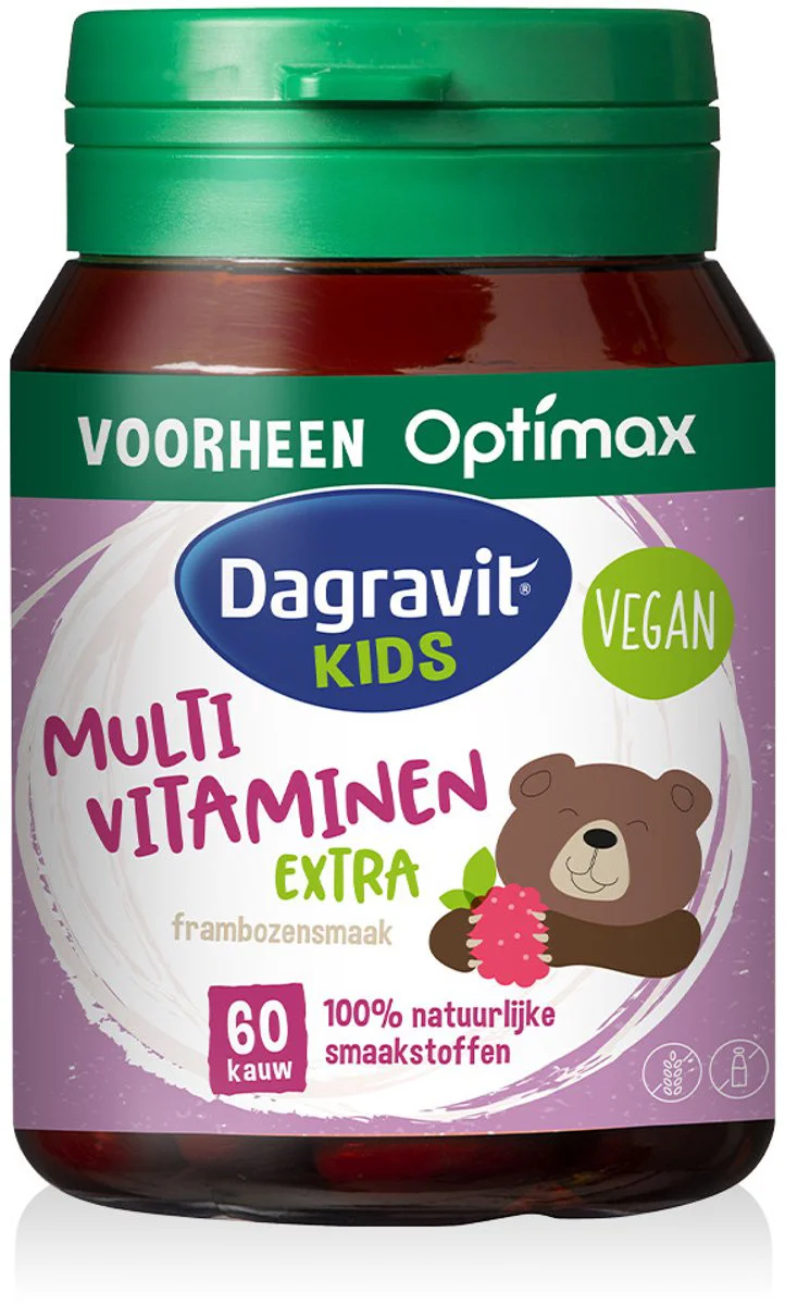 Dagravit Natural Kids Multivitaminen Framboos 60 kauwtabletten