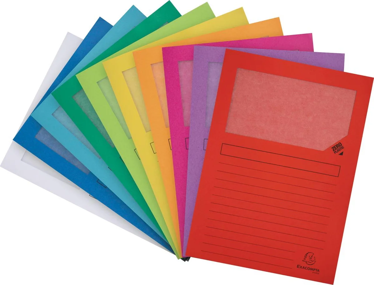 Exacompta FOREVER® Pak van 10 venstermappen 120g/m2 - 22x31cm voor A4 - Geassorteerd - 50200E