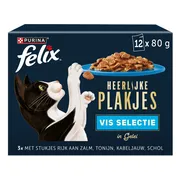 4x Felix Kattenvoer Nat Heerlijke Plakjes Gelei Vis Selectie Multipack 12x80 gr