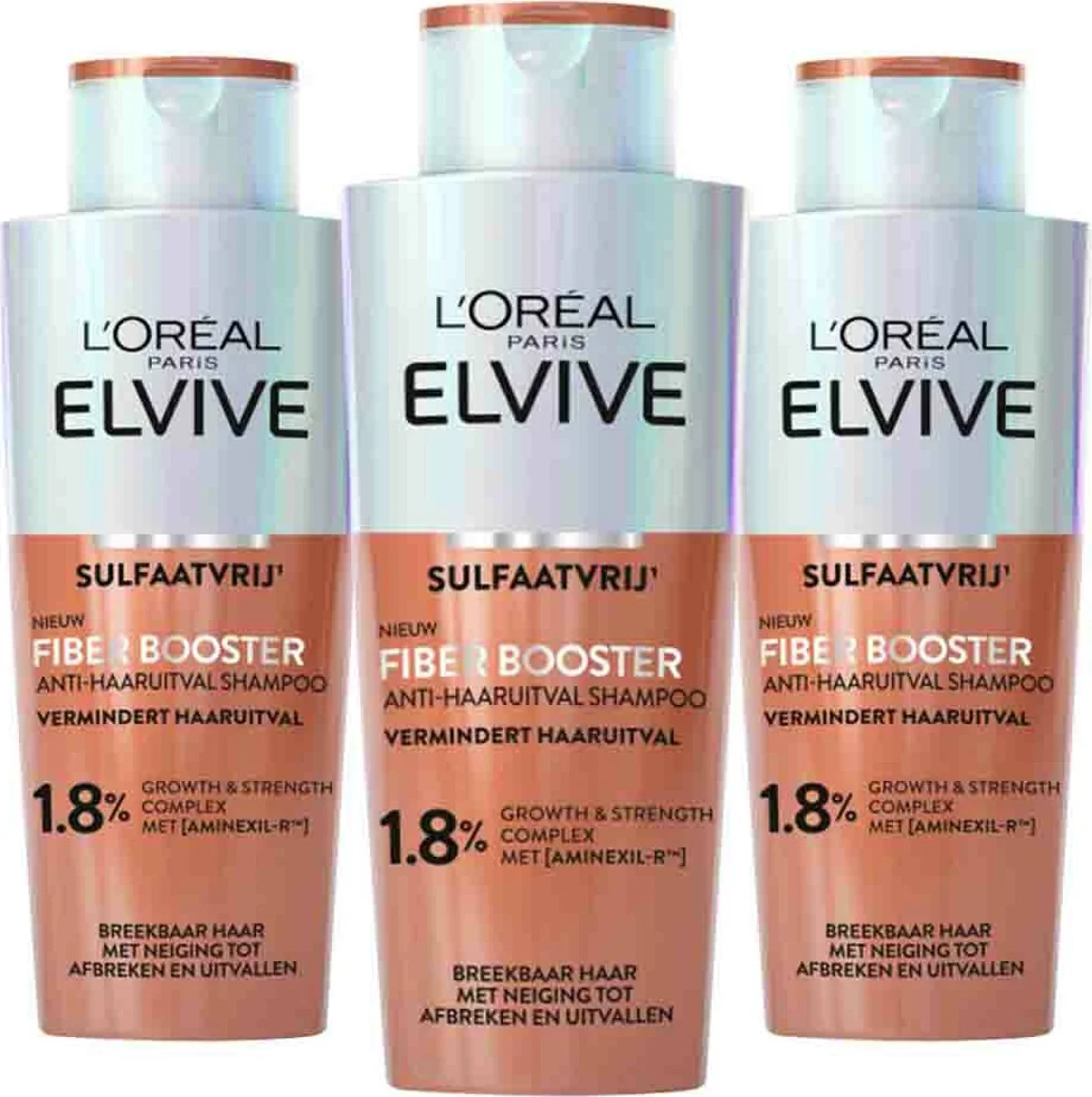 3x L'Oréal Elvive Fiber Booster Anti-Haaruitval Shampoo 200 ml
