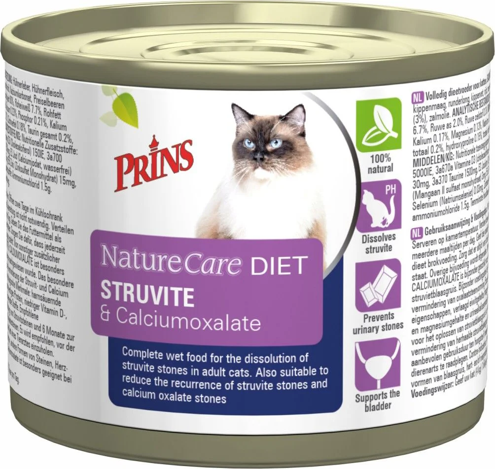 Prins NatureCare Diet Kattenvoer Nat Struvite & Calciumoxalate 200 gr