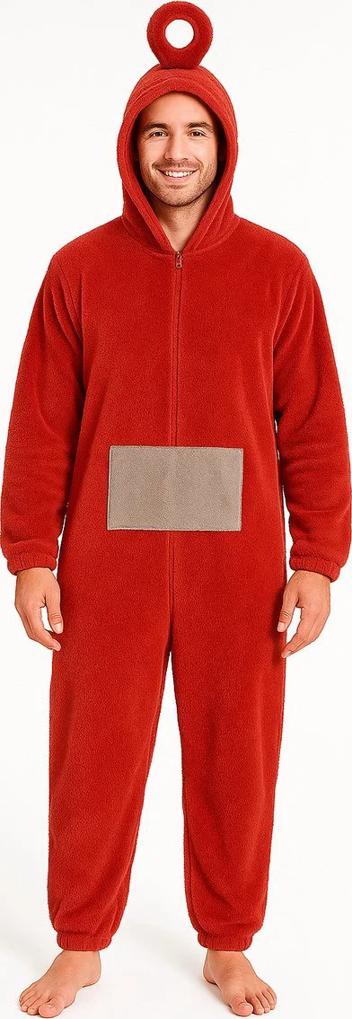 KrijgHonger® - TV BABY Onesie- Rood Verkleedkostuum Volwassenen - S (140-150cm) - Onesie Pyjama - Carnavalskleding - Verkleedkleding - Teletubbie kostuum - Groepskostuum