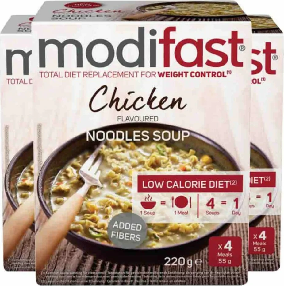 3x Modifast Weight Control Noodles Soep Chicken 4x55 gr