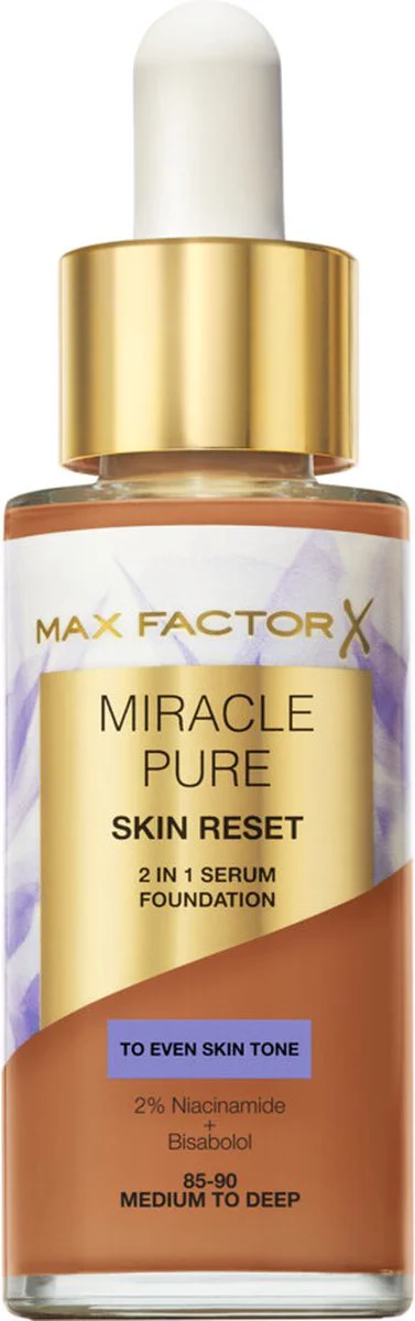 Max Factor Miracle Pure 2in1 Skin Reset Serum Foundation Medium to Deep 30 ml