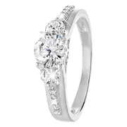Lucardi Dames Ring met zirkonia - Ring - Cadeau - 925 Zilver - Zilverkleurig