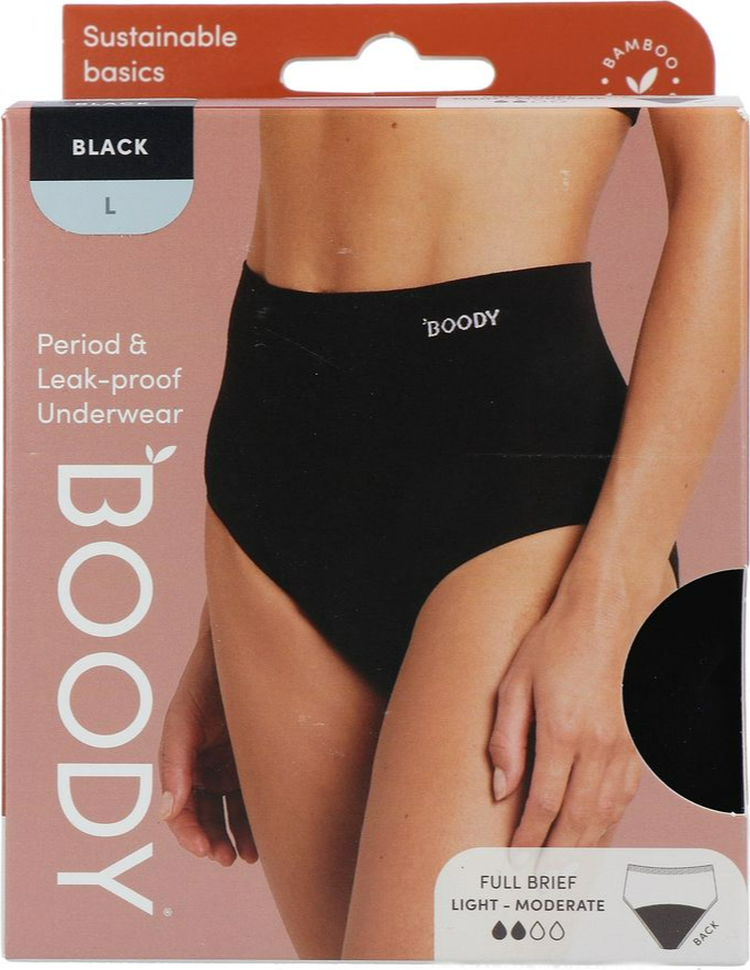 Boody Menstruatieondergoed Tailleslip Zwart Licht/Normaal Maat L