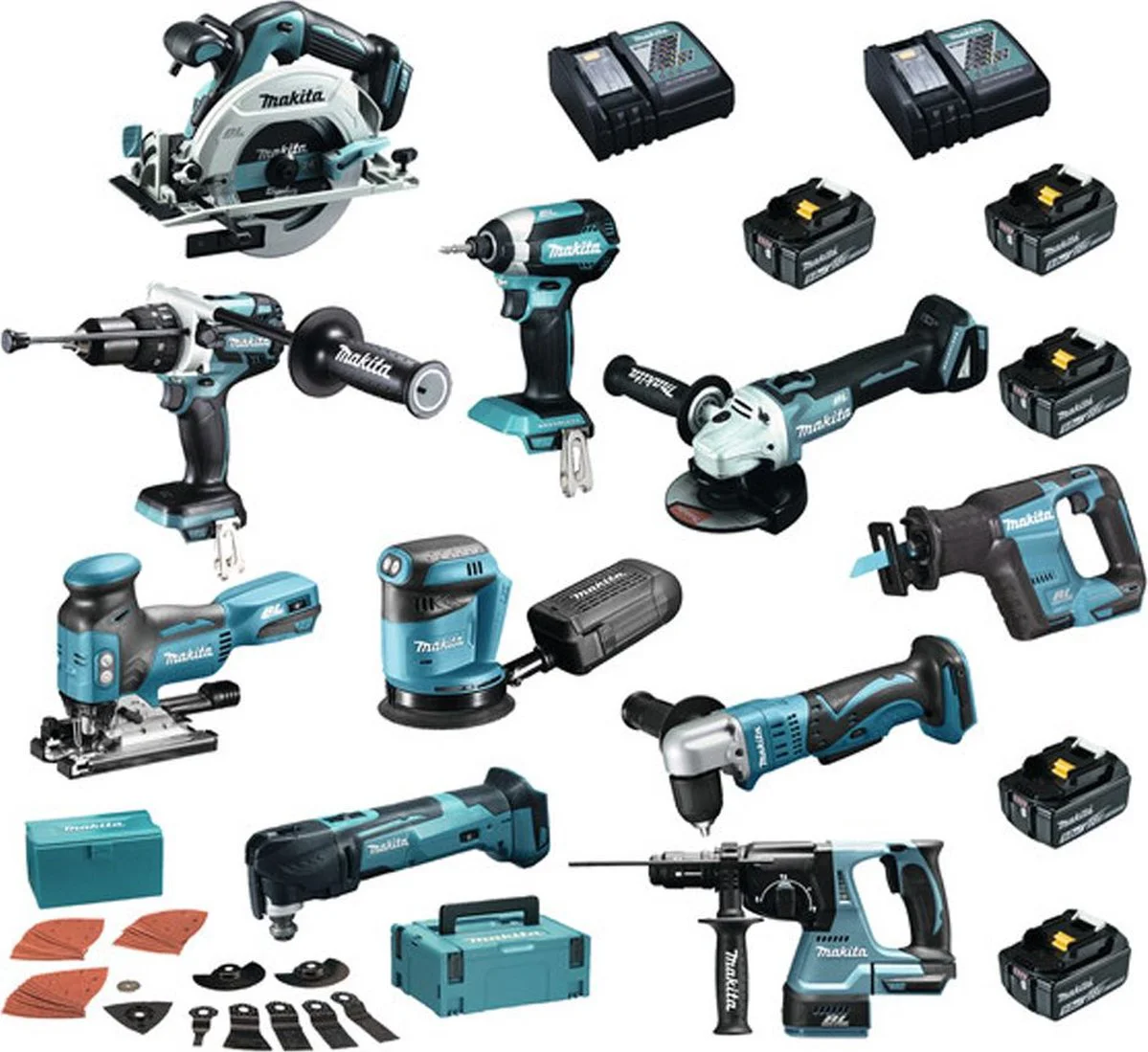 Makita DLX1012TJ1 Accu Combiset 10-delig 18V 5.0Ah in Mbox