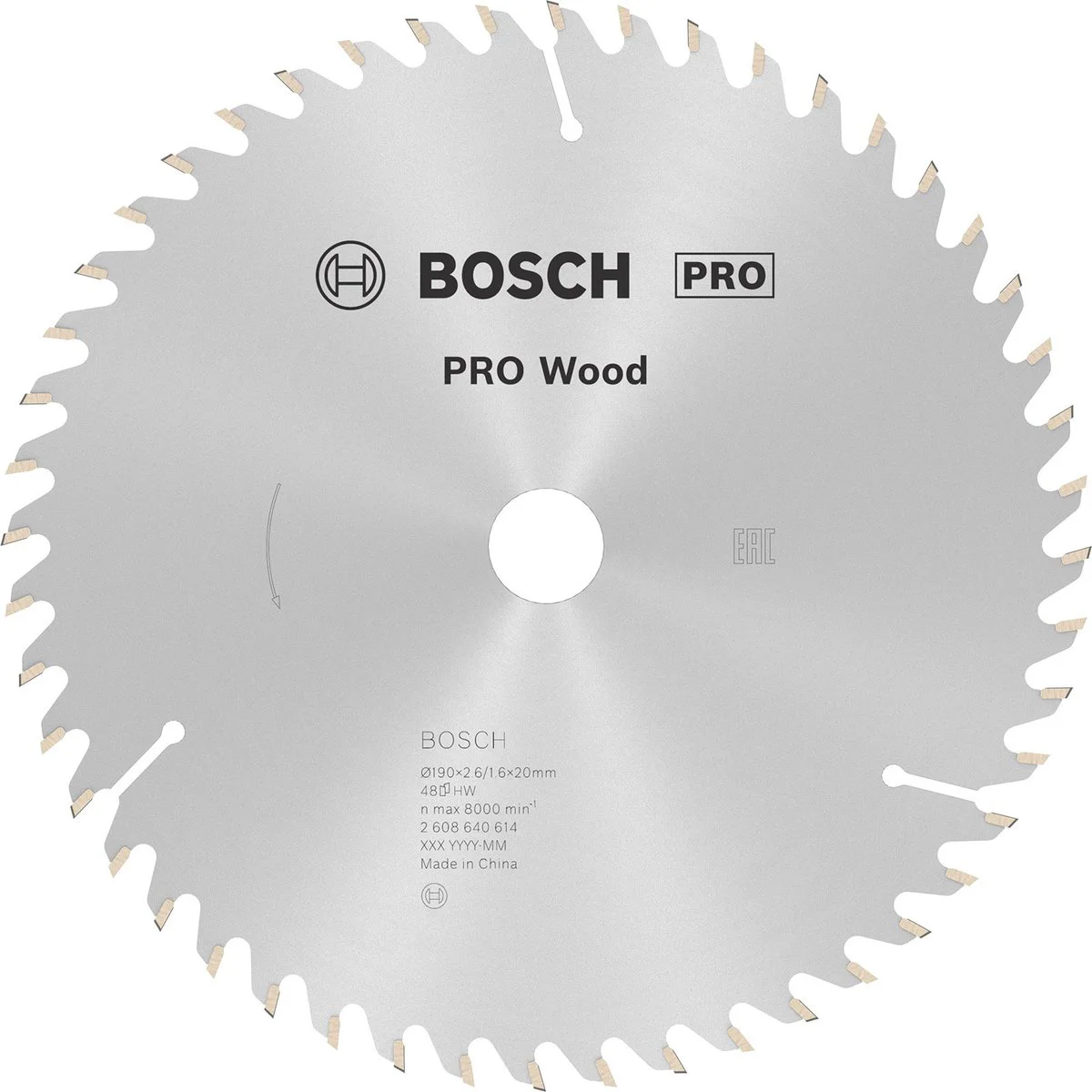 Bosch Professional Cirkelzaagblad PRO Wood | Ø 190 x 2,6 x 20mm 48T - 2608640614
