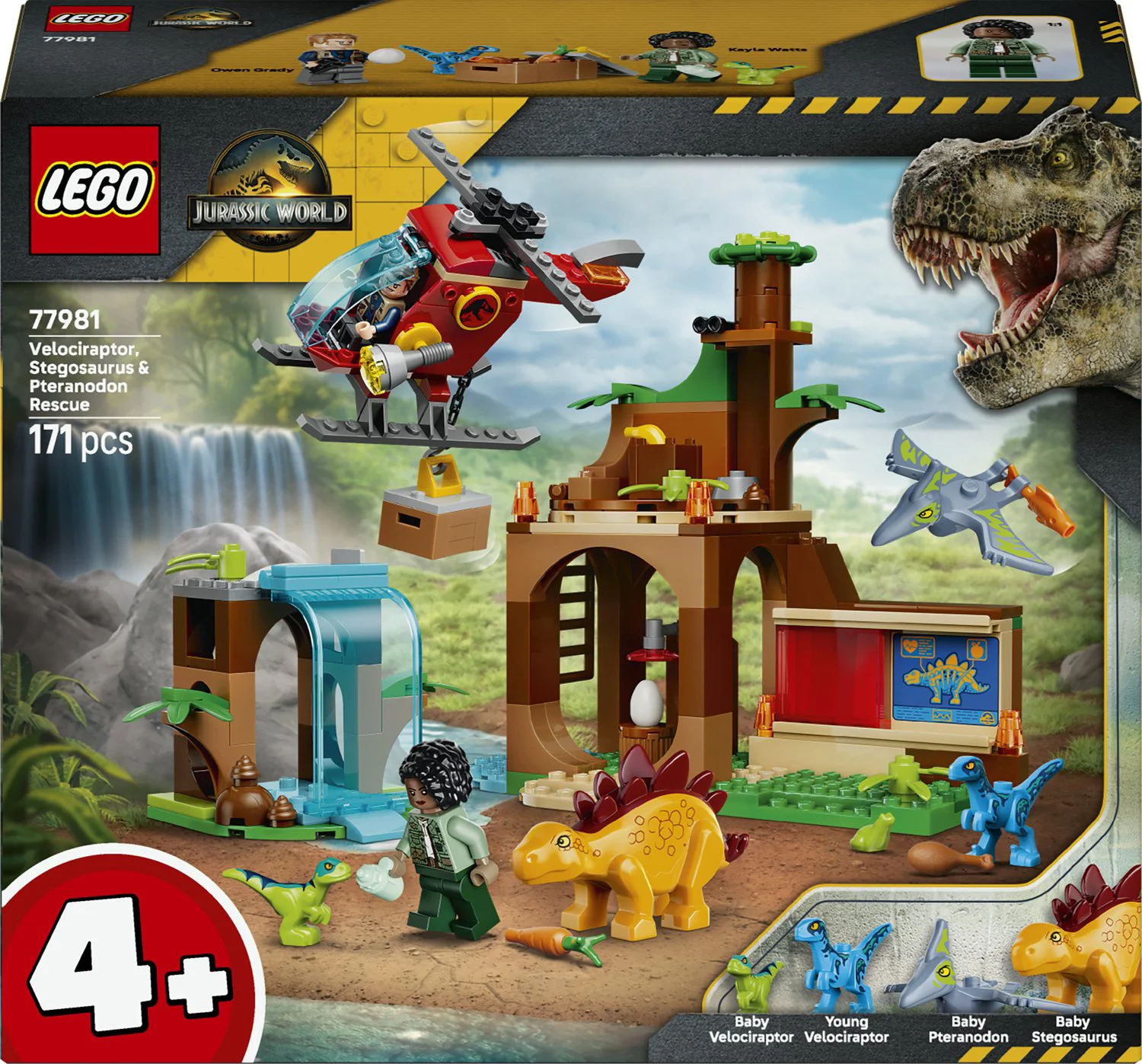 LEGO Jurassic World Velociraptor, Stegosaurus en Pteranodon redding 77981