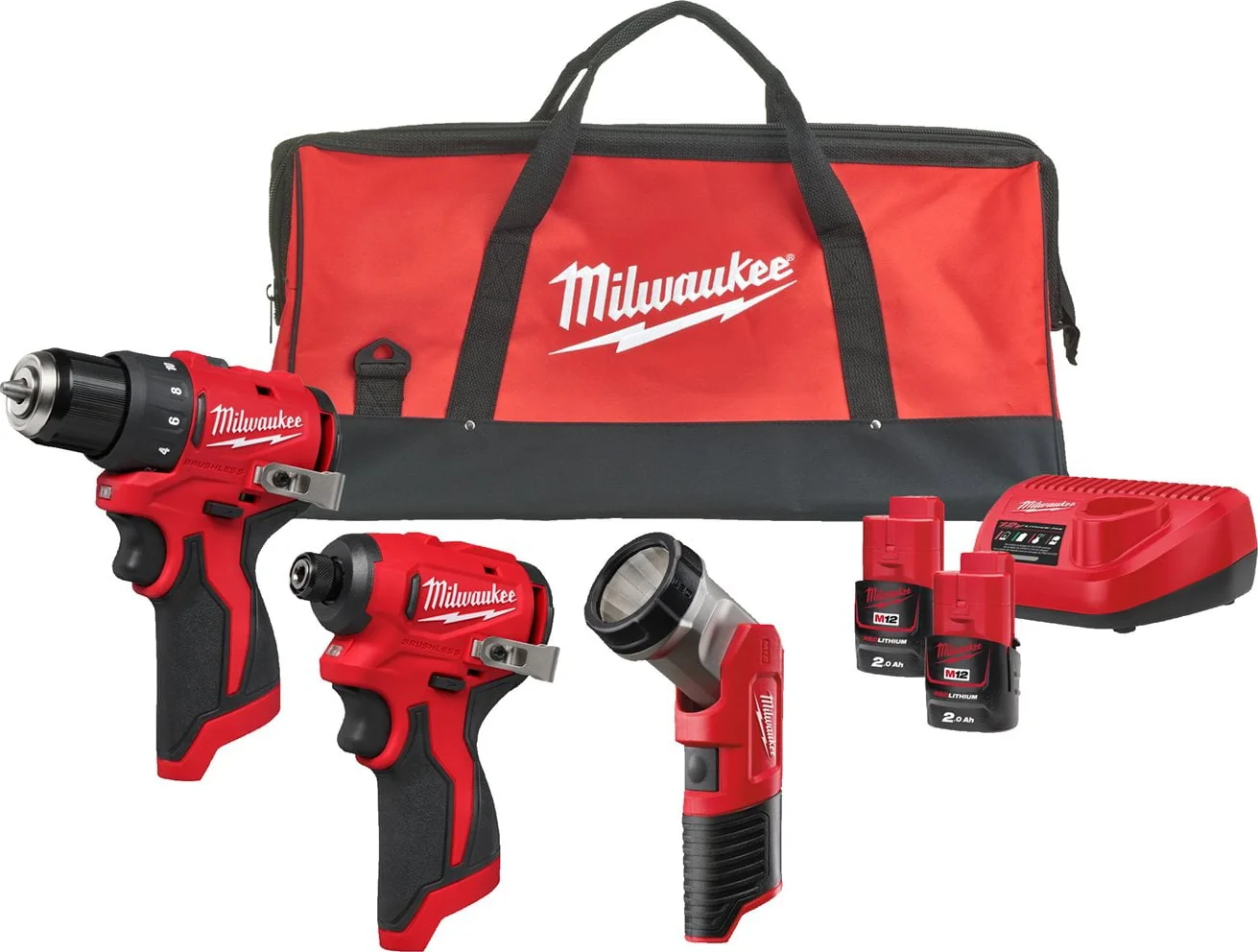 Milwaukee M12 BLPP3A-202B Accu combiset 3-delig 12V 2.0Ah in tas - 4933499694