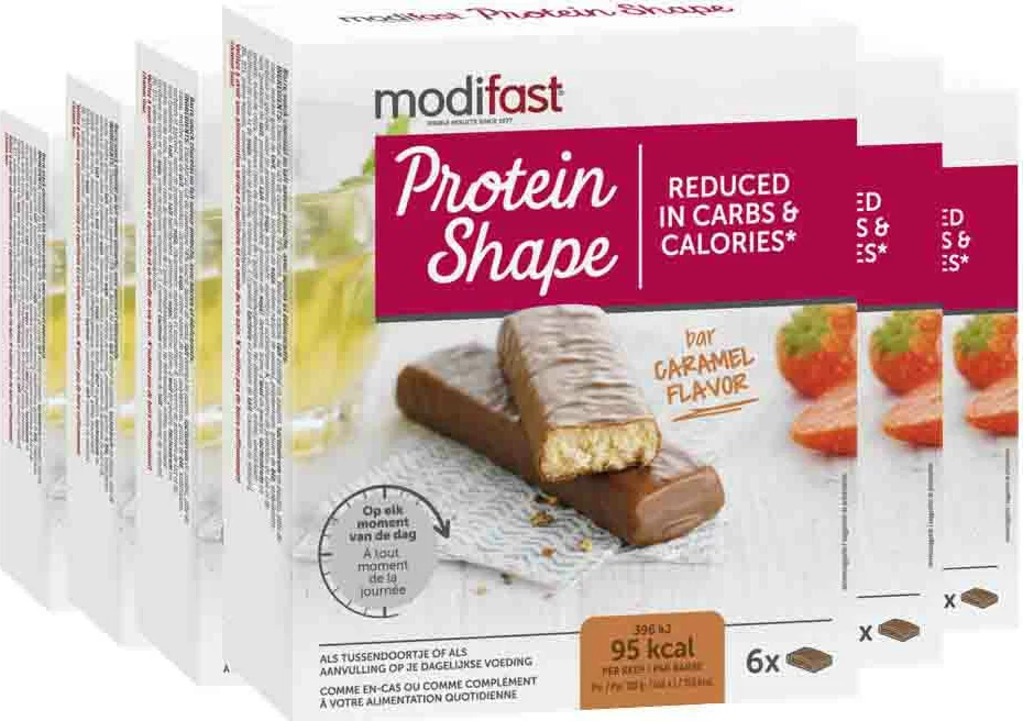 6x Modifast Protein Shape Reep Chocolade-Karamel 6 x 27 gr