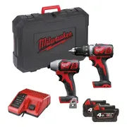 Milwaukee M18 BPP2D-402C Powerpack accu combiset 2-delig 18V 4.0Ah Li-Ion M18 in koffer - 4933447126
