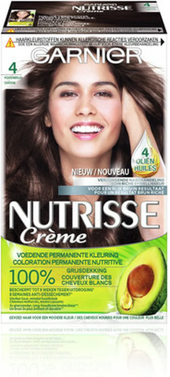 3x Garnier Nutrisse Ultra Crème Permanente Haarkleuring 4.0 Middenbruin