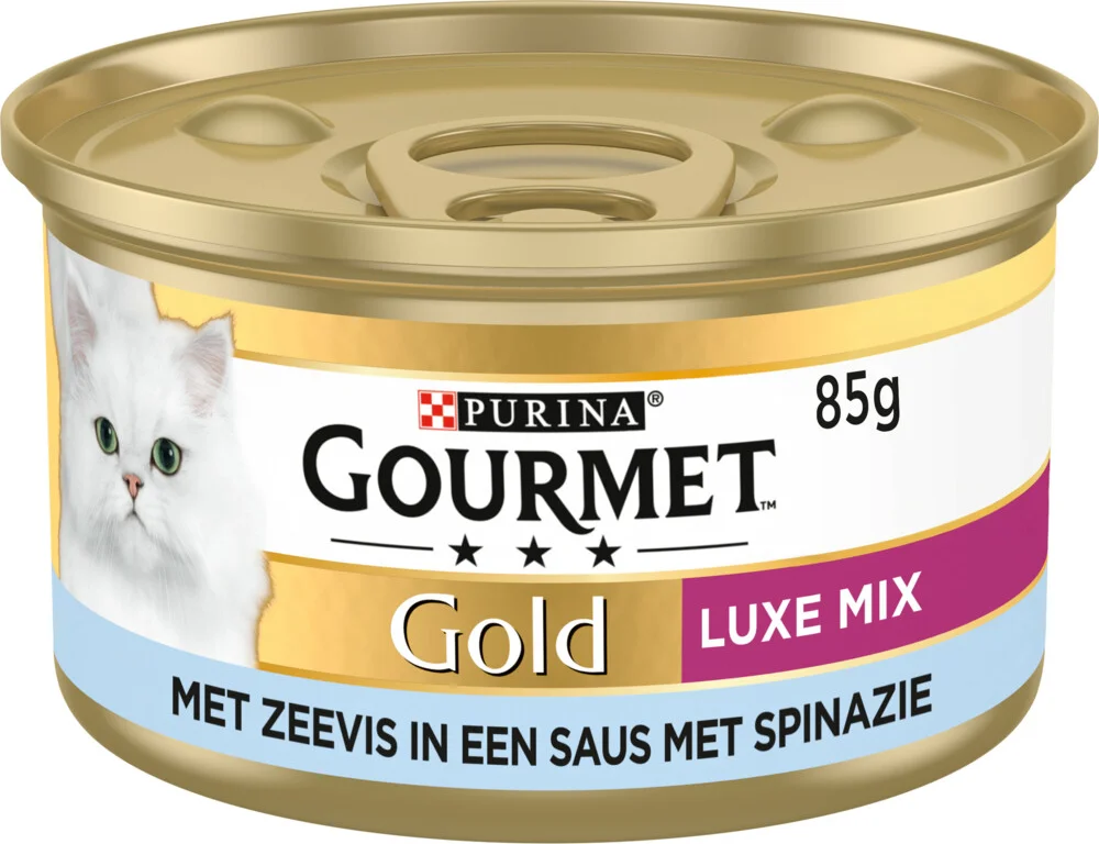 Gourmet Gold Kattenvoer Nat Luxe Mix Zeevis - Spinazie 85 gr