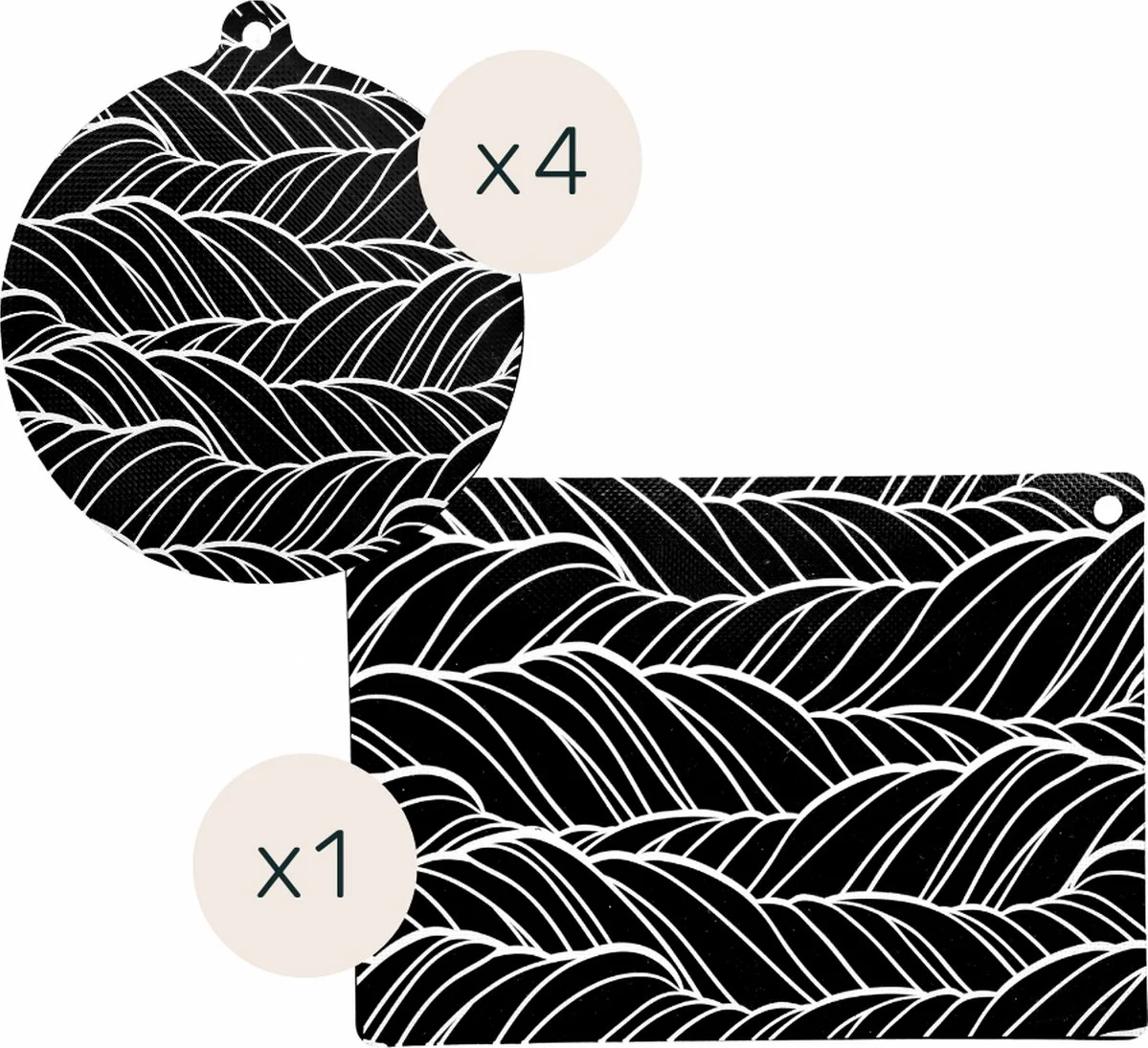 Myrr® Inductie beschermer set - 5 stuks - Inductie matjes rond en vierkant - Hittebestendig tot 240°C - Vaatwasbestendig - Kookplaat beschermer