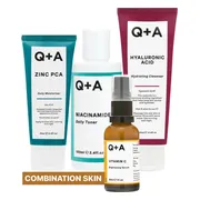 Q+A Combination Skin - Reinigingsgel 1x 125 ml & Toner 1x 100 ml & Gezichtsserum 1x 30 ml & Moisturiser 1x 75 ml - Pakket