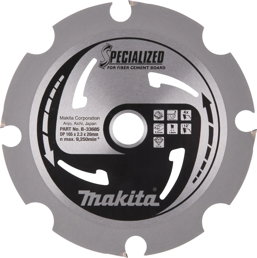 Makita B-33685 Cirkelzaagblad Vezelcementplaat | Specialized PCD | 165 x 20 mm | 4-tands