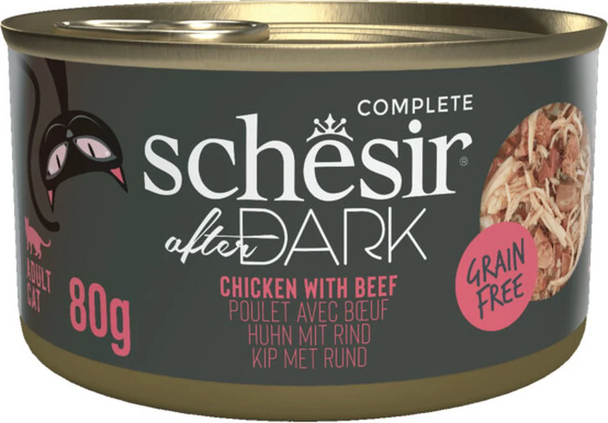 12x Schesir After Dark Bouillon Kip & Rund 80 gr