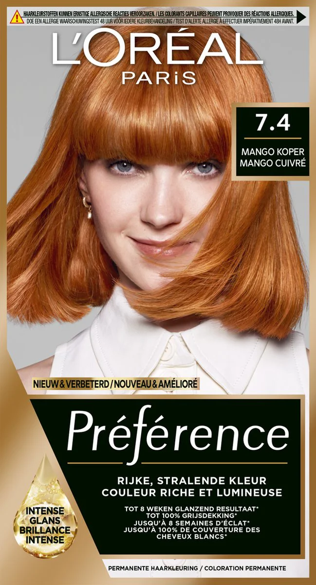 L'Oréal Préférence Permanente Haarkleuring 7.4 Mango Koper