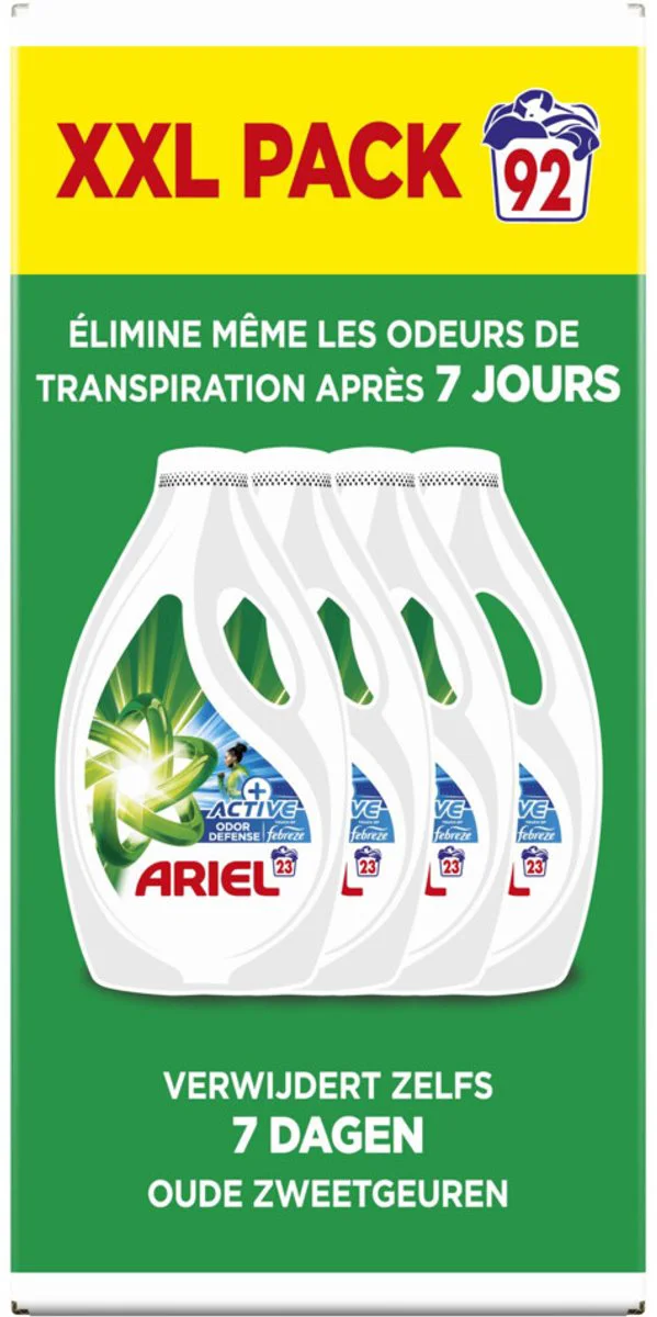 Ariel Vloeibaar Wasmiddel +Actieve Odor Defense 92 Wasbeurten 4,14 liter