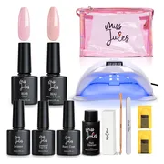 Miss Jules® BIAB Set – Builder in a Bottle Gellak Set met 48W UV LED Lamp Nagels – Gellak Lamp & Nagel Kit met Gellak Kleuren – Starterset inclusief Nail Cleanser - HEMA & TPO vrij - Incl. Instructievideo