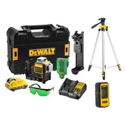 DeWALT DCE089D1GTRID Zelfnivellerende accu kruislijnlaser 3x 360˚ groen + Statief DE0881T + Detector DE0892G 12V XR 2.0Ah in TSTAK