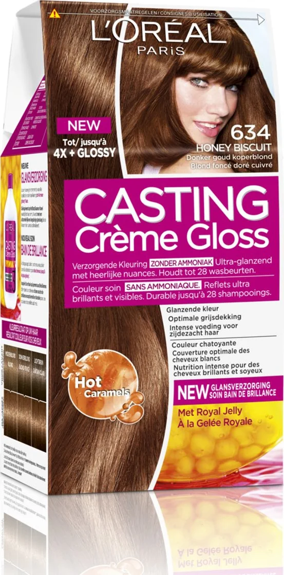 L'Oréal Casting Crème Gloss Semi-Permanente Haarkleuring 634 Donker Goud Koperblond