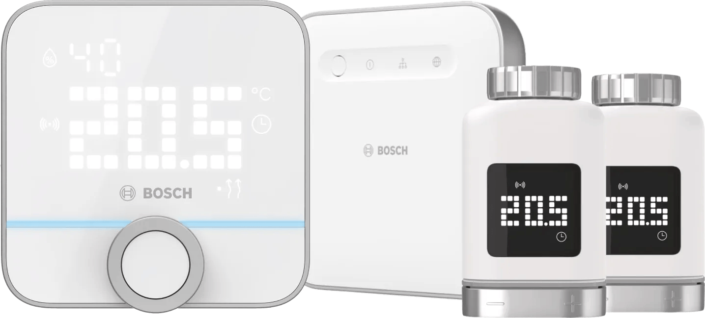Bosch Slimme Radiatorknoppen Duo Pack + Slimme Kamerthermostaat + Smart Home Controller