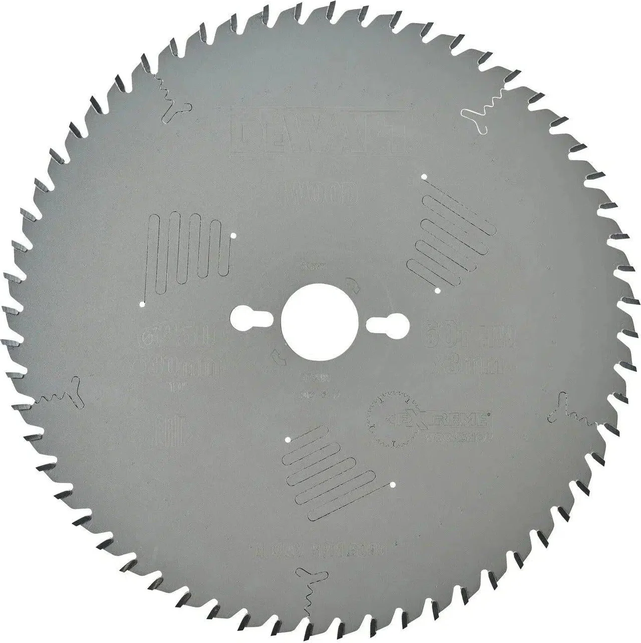 DeWALT Cirkelzaagblad voor Hout | Extreme | Ø 250mm Asgat 30mm 60T - DT4351-QZ
